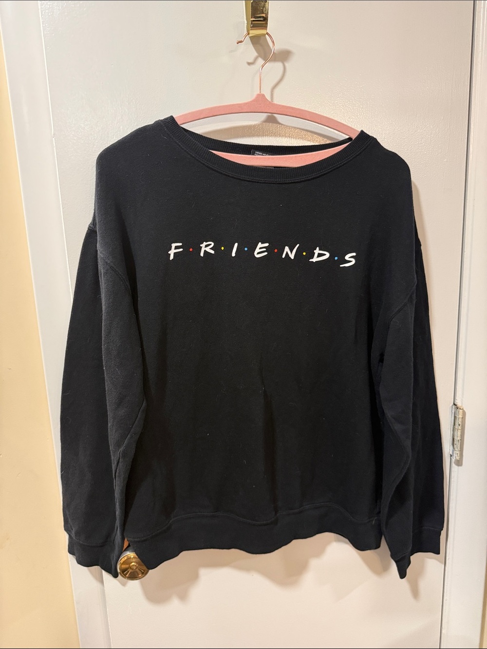 FRIENDS Black Crewneck Sweatshirt with Multicolor Logo
